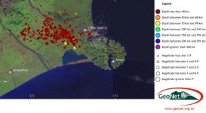 Map of Christchurch Earthquakes to September 9th